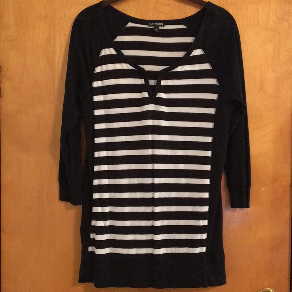 Express Women’s 3/4 Sleeve Striped Knit Top